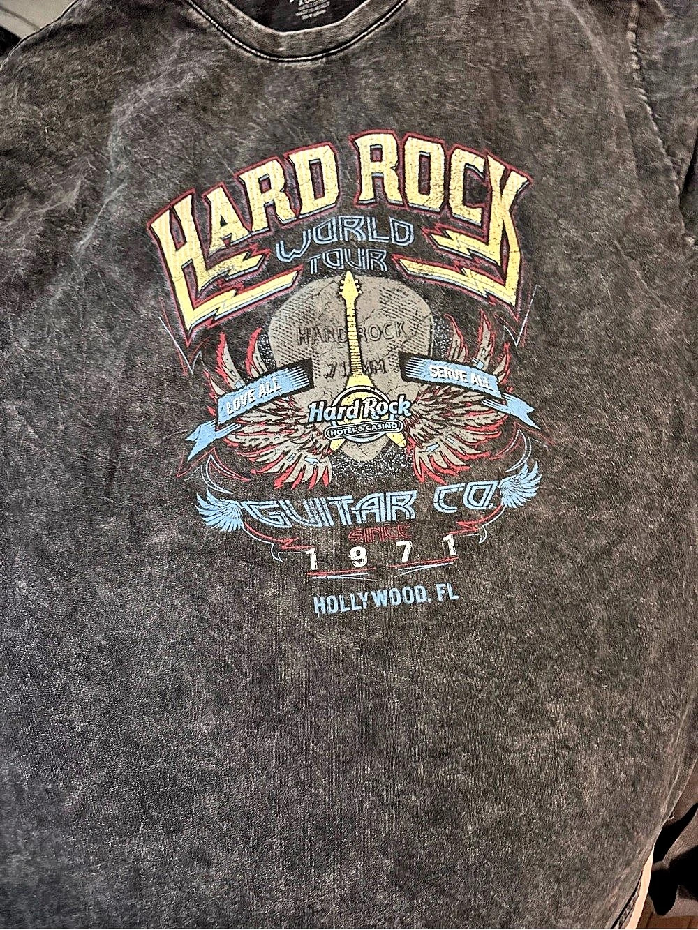 Hard Rock Cafe World Tour Hollywood, FL 1971 Graphic Tee Black Large